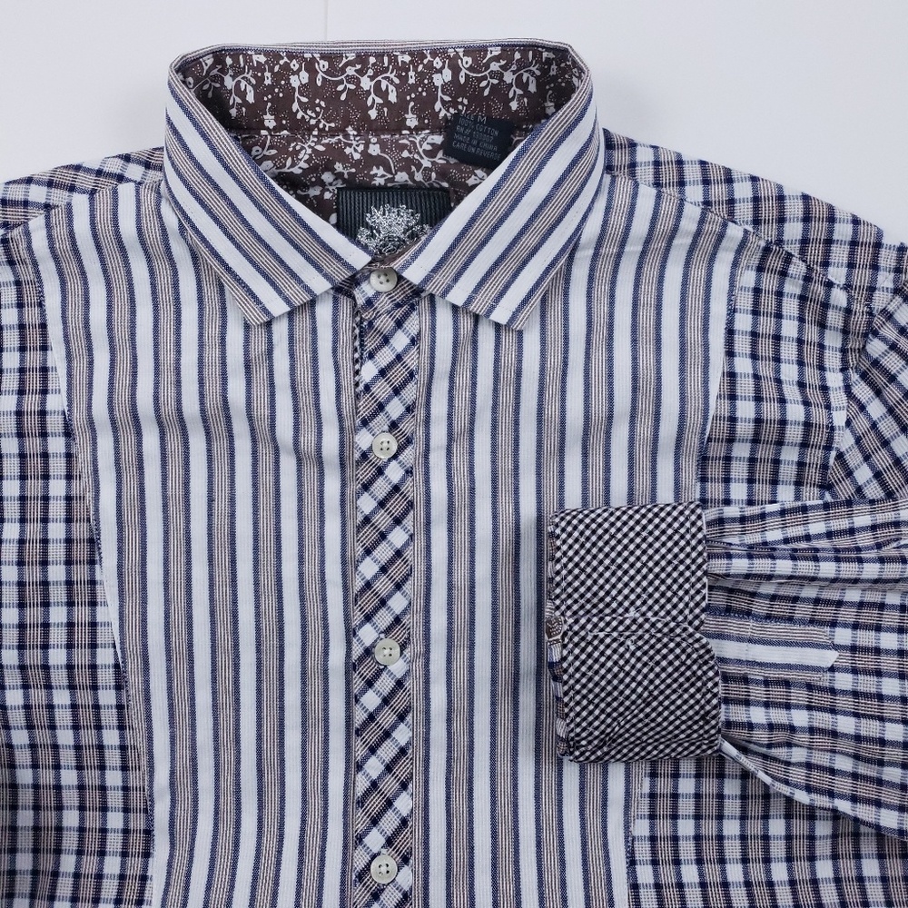 English Laundry Shirt Flip Cuff Abstract Striped